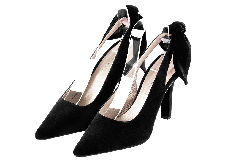 Matt black women's slingback shoes.. Front view - Florence KOOIJMAN